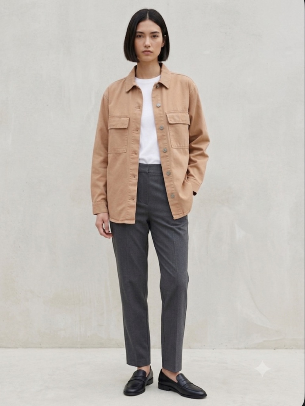 Missguided Tan Cotton Button-Front Shacket Size 2